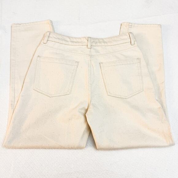 Reiss Lakely Straight Leg Cropped Denim Jeans Cream Size 28 - Picture 5 of 8